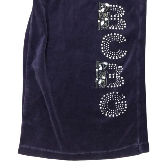 Y2K BcbgMaxazria Purple Velour Track Pants Rhinestone Detail Size 1X Women's - Picture 3 of 8